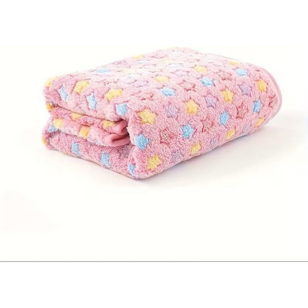 Premium Soft Indoor Pet Blanket For Cats And Dogs Tear Resistant Flannel Fleece Essentials For Kittens And Puppies Star Print Pink 16 By 23 Inches