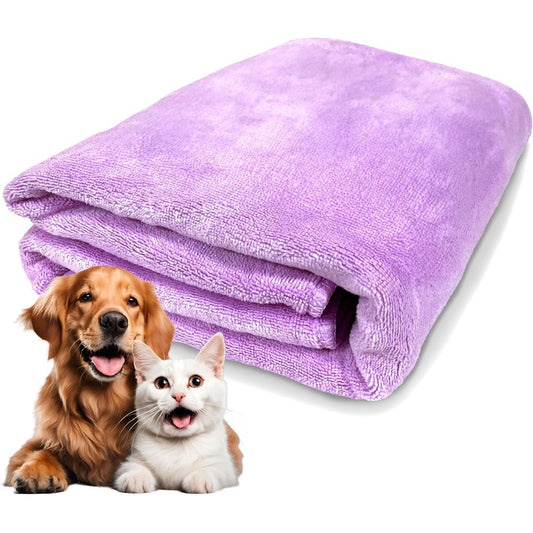 Dog Lover 789 Extra Large Dog Towel Super Absorbent Microfiber Quick Dry Pet Bath Grooming Towel For All Breeds Purple Double Extra Large