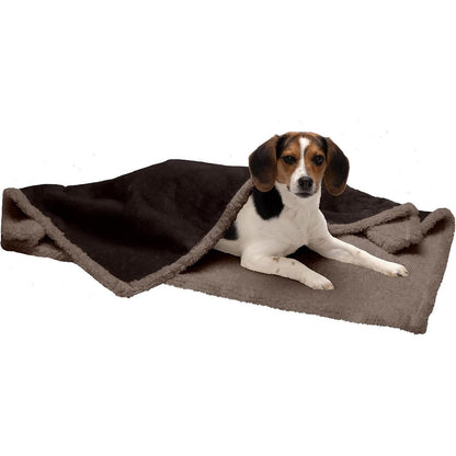 Furhaven Pet Blanket for Dogs and Cats Self Warming Waterproof Soft Edged Terry and Sherpa Throw Blanket Espresso Medium 40 Inches By 30 Inches