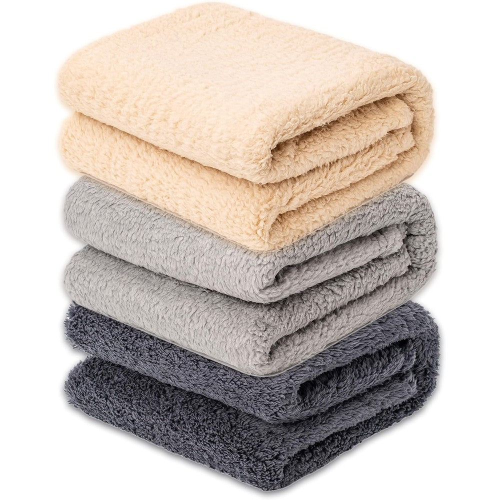 Square Moon Soft Warm Fleece Pet Blanket Three Pack For Puppies And Kittens In Beige Light Gray And Dark Gray Size 32 Inches By 24 Inches