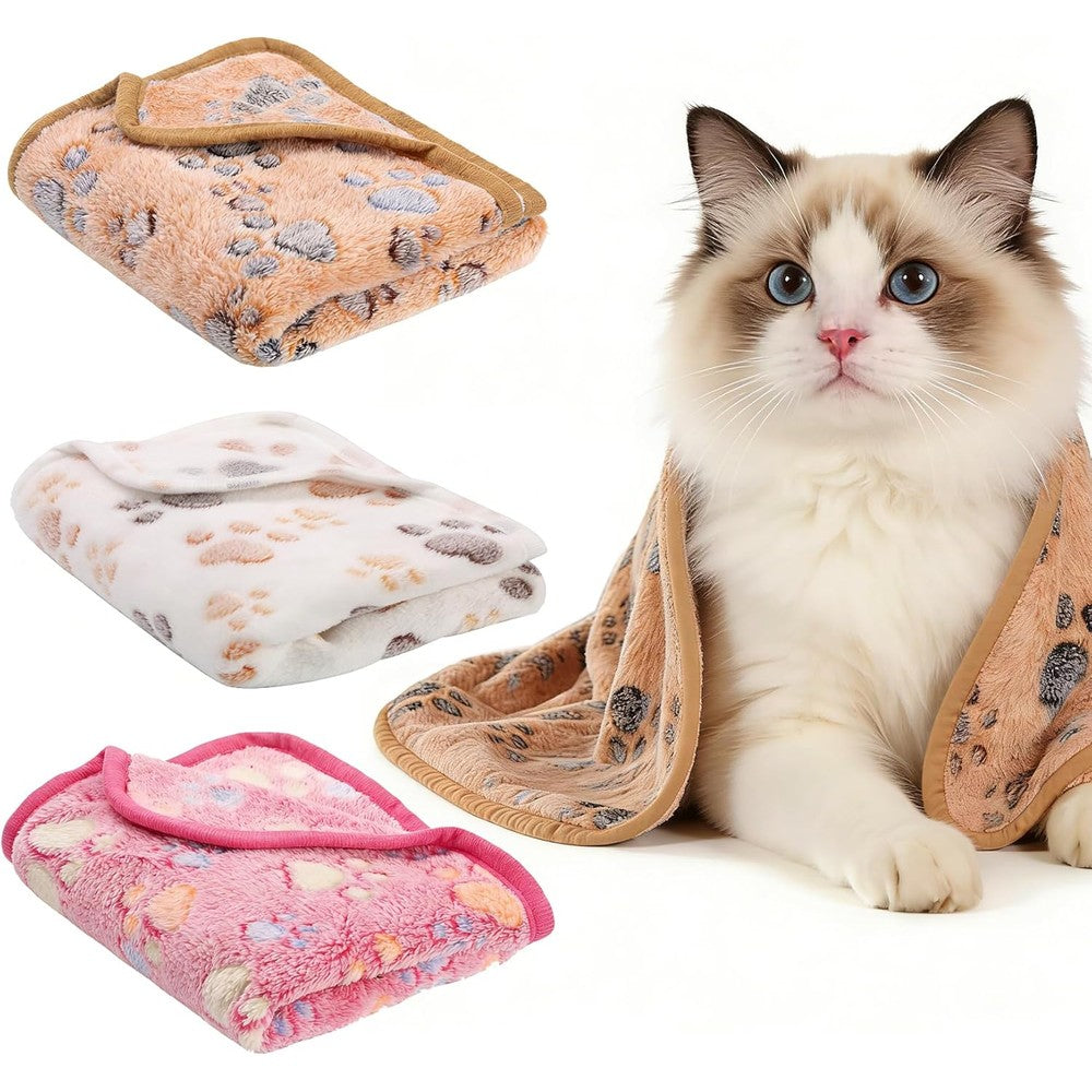 Premium Fleece Pet Blankets For Small Dogs Cats Fluffy Flannel Throw Bed Mat Three Pack Rose Red Coffee Beige Twenty Three By Sixteen Inches