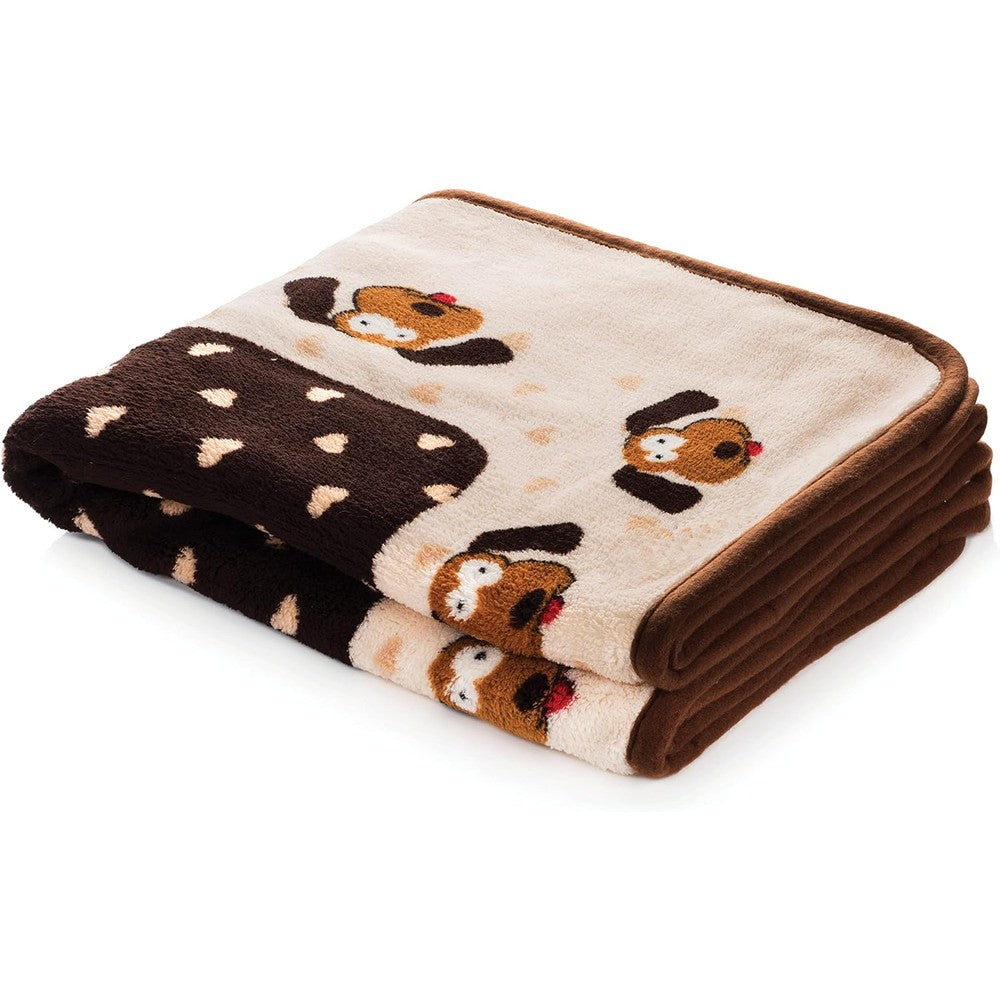 Snuggle Puppie SmartPetLove Snuggle Puppy Blanket For Pets Extra Soft Fleece Warm Dog Bed Couch Cover Brown Pattern 48 Inches By 30 Inches