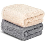 Vowanop Sherpa Fleece Pet Blanket For Small Dogs And Cats Grey And Beige Two Pack Sixteen By Twenty Four Inches