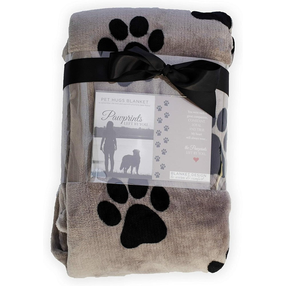 Pawprints Left By You Pet Memorial Blanket With Heartfelt Sentiment Gray Plush Fleece Pet Loss Bereavement Gift Sixty Inches By Fifty Inches