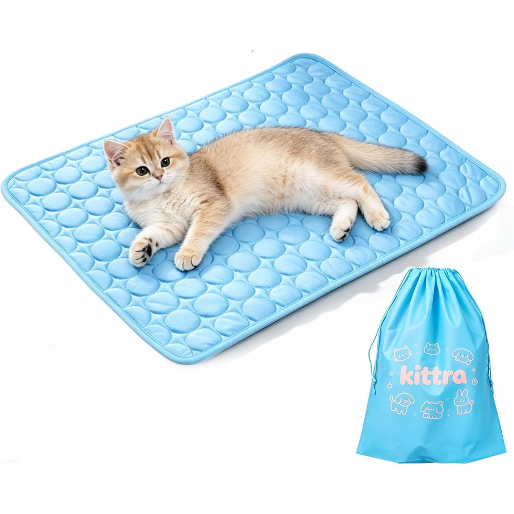 Super Ergonomic Kittra Cooling Mat For Cats Breathable Ice Silk Summer Sleeping Pad Gel-Free Machine Washable Soft Pet Blanket Cushion