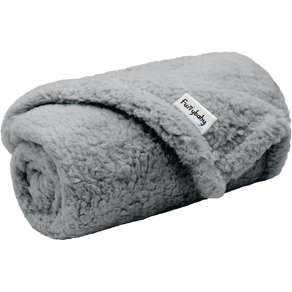 Furrybaby Premium Fluffy Fleece Dog Blanket Soft And Warm Sherpa Pet Throw For Small Dogs And Cats Grey Small 24x32 Inches