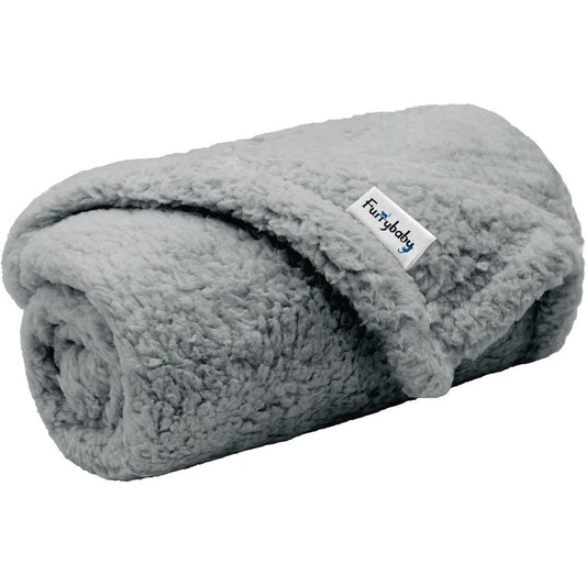 Furrybaby Premium Fluffy Fleece Dog Blanket Soft And Warm Sherpa Pet Throw For Small Dogs And Cats Grey Small 24x32 Inches