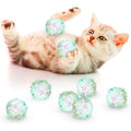 SunGrow Mylar Cat Crinkle Balls front view of shiny interactive pet toys.