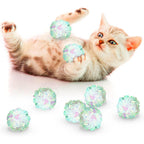 SunGrow Mylar Cat Crinkle Balls front view of shiny interactive pet toys.