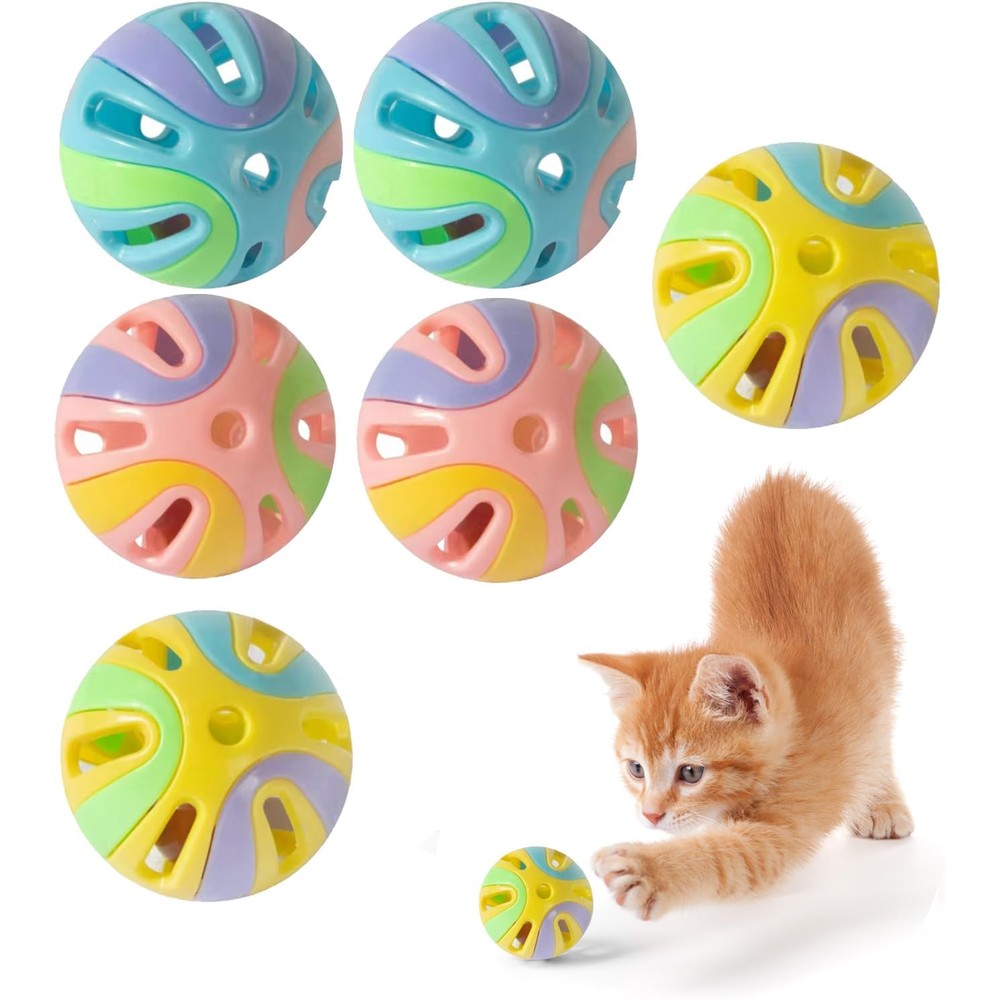 Anjobibi interactive cat toy balls 6 piece set front view