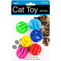 Bulk Buys Balls with Bells Cat Toys Set front view of 6 pack retail packaging.