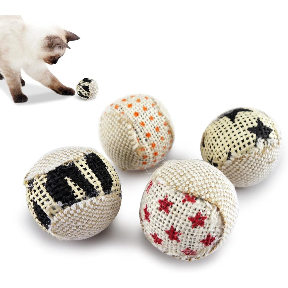 Ttcat canvas cat toy balls 4 pack set front view