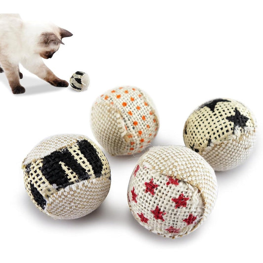 Ttcat canvas cat toy balls 4 pack set front view