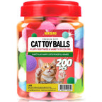 HA SHI soft plush cat toy balls 200 piece set in storage jar