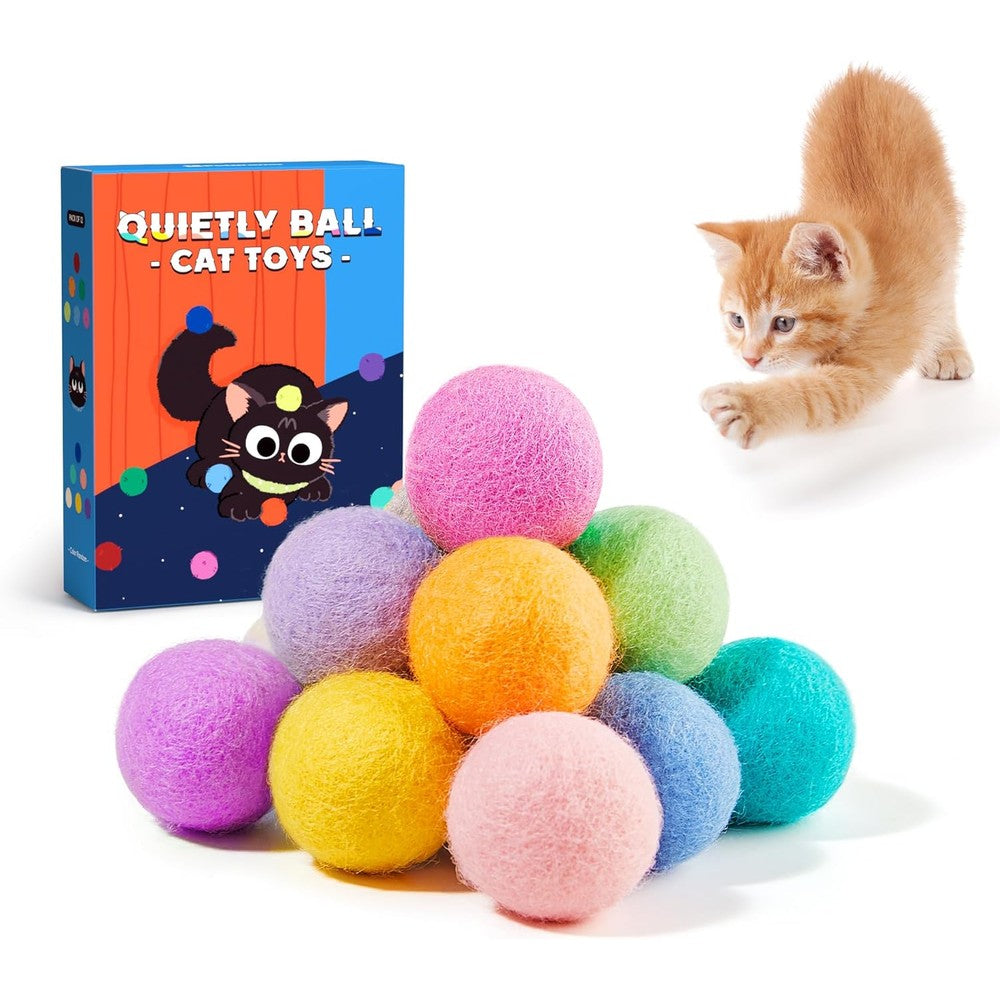 Potaroma 12 pieces quiet play felt cat ball toys set