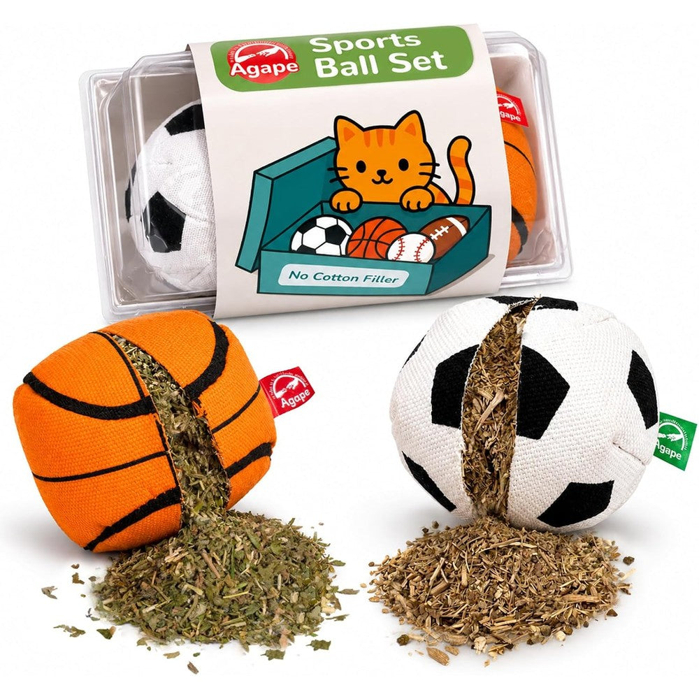 Agape Natural Catnip And Silvervine Filled Cat Toy Balls 2 Pack With Bell Sound For Indoor Cats And Kittens Interactive Exercise And Dental Health - Image 1