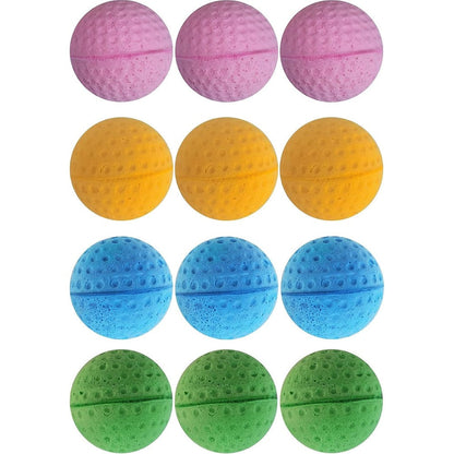 GINFH Cat Foam Ball Twelve Pack front view showcasing colorful soft latex sponge toys for cats.