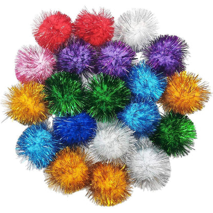 BallHull tinsel pom pom cat toy balls twenty pieces set front view
