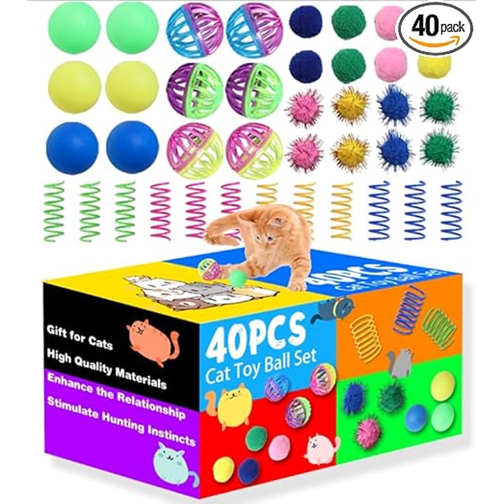 Flashine 40-piece cat toy set for indoor cats front view