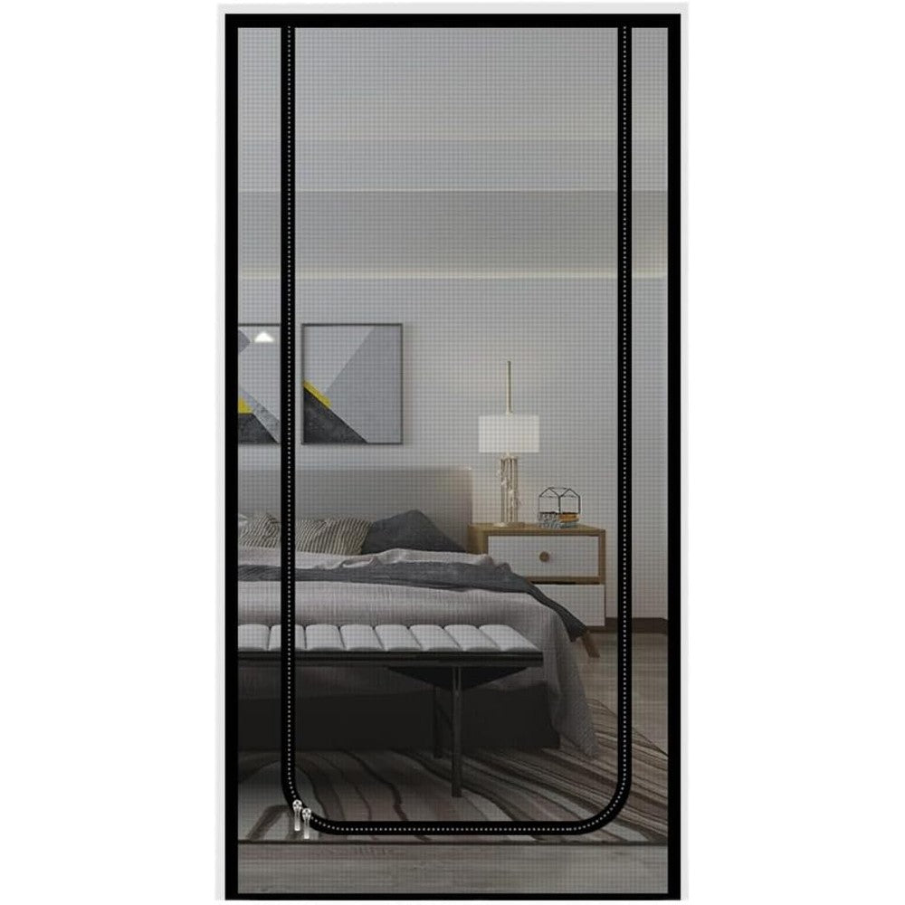 Kongdson Pet Screen Door With Zipper Design Isolation Net For Cats And Dogs 70x200cm Black Durable Scratch Resistant Mesh For Patio Bedroom