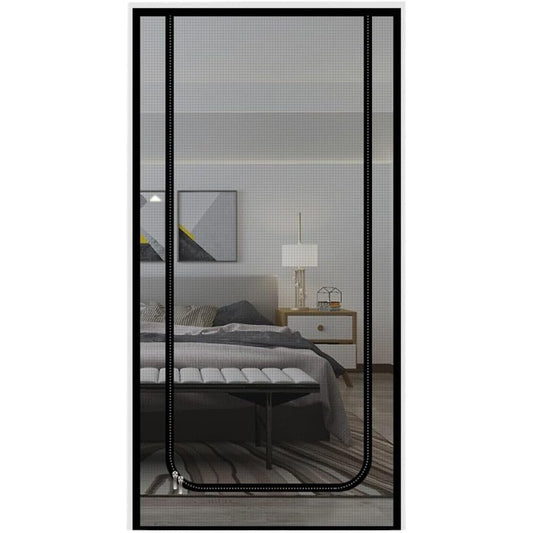 Kongdson Pet Screen Door With Zipper Design Isolation Net For Cats And Dogs 70x200cm Black Durable Scratch Resistant Mesh For Patio Bedroom