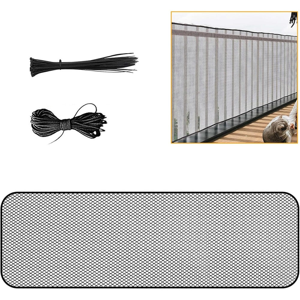 Jinghanger Balcony Netting For Pets And Children Stairway Safety Mesh Net 9.84 Feet By 2.4 Feet Durable Tear Resistant Black Polyester
