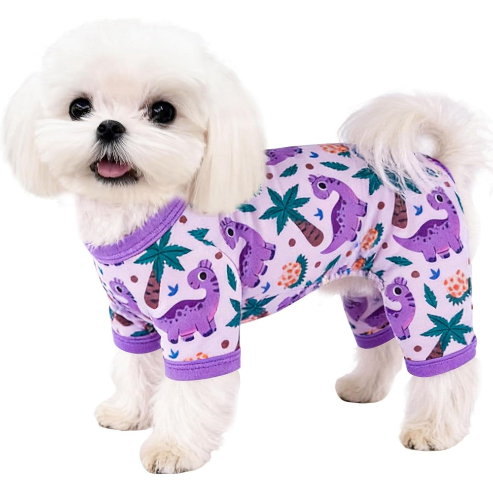 Tochibabe Dog Summer Pajamas Onesie Soft Breathable Puppy Jumpsuit Lightweight Clothes For Small Medium Dogs And Cats Purple Medium