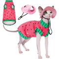 Snixfever Sphynx Cat Watermelon Shirt And Sun Hat For Summer Cooling Breathable UPF 50 Plus Shirt For Cats And Small Dogs Pink Medium
