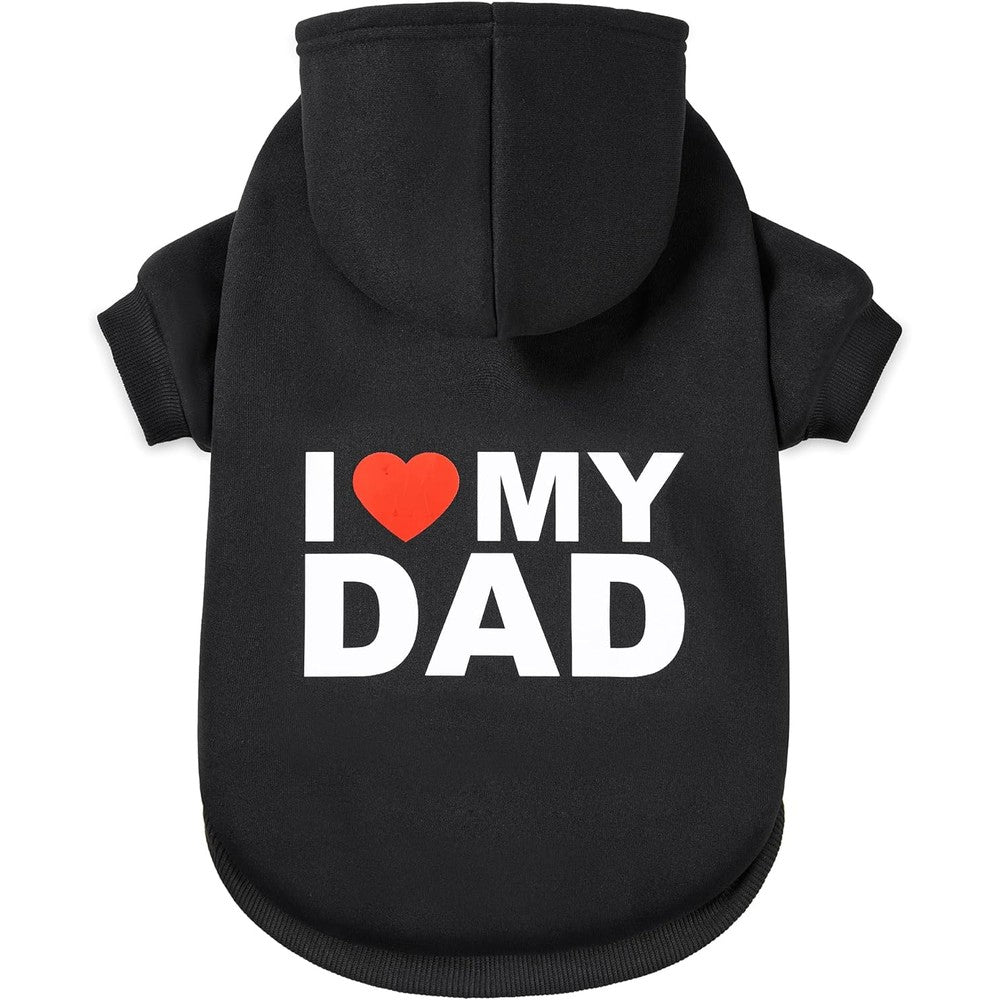 GreenJoy Dog Sweater And Hoodie For Cold Weather With I Love My Dad Print Black Large Extra Large Size