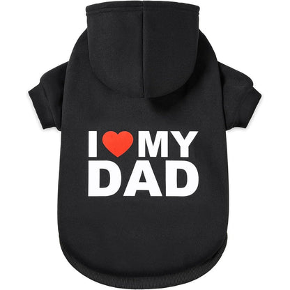 GreenJoy Dog Sweater And Hoodie For Cold Weather With I Love My Dad Print Black Large Extra Large Size