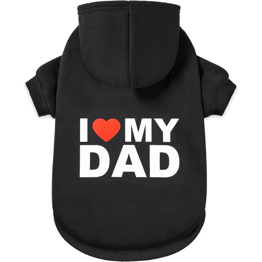 GreenJoy Dog Sweater And Hoodie For Cold Weather With I Love My Dad Print Black Large Extra Large Size