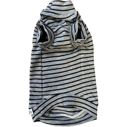 Kitipcoo Vintage Stripes Sphynx Hairless Cat Shirt Cotton Turtleneck Pet Clothes With Sleeves For Sphynx Devon Rex Cornish Rex Grey Stripe X-Small