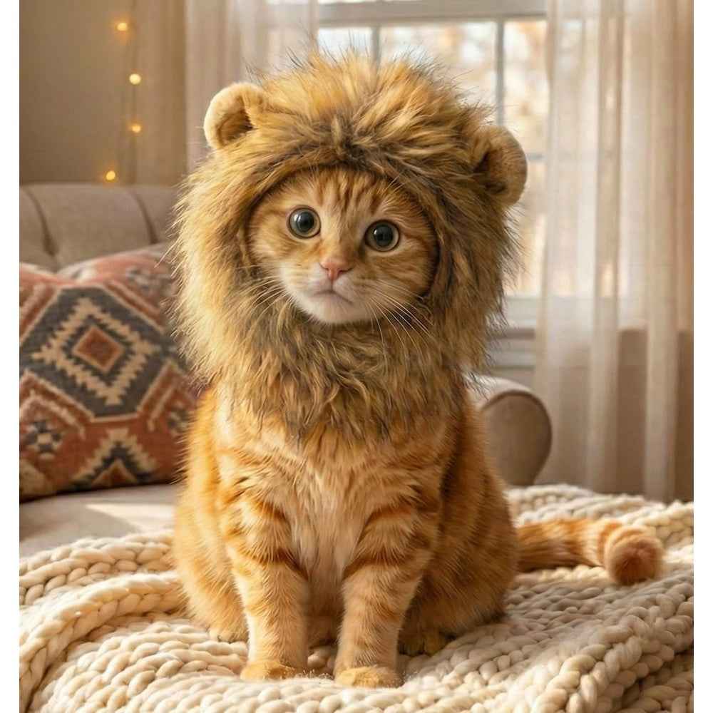 Omg Adorables Lion Mane Wig For Cat And Small Dog Costume Pet Fancy Dress Up Accessories For Halloween Christmas Parties