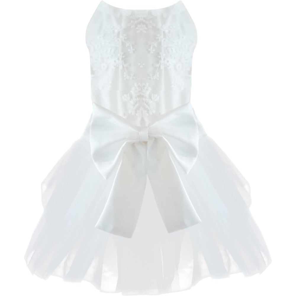 Mamore Pet Wedding Dress Princess Formal Tutu Skirt With Bowknot For Small Dogs And Cats White Lace X-Large