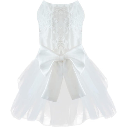 Mamore Pet Wedding Dress Princess Formal Tutu Skirt With Bowknot For Small Dogs And Cats White Lace X-Large