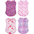 Pet Show 4 Pack Paw Bone Printed Dog Clothes Soft Lightweight Sleeveless Vest For Small To Medium Dogs And Cats Medium Pink For Girls