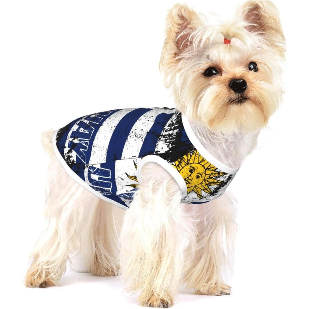 Risoiu Vintage Uruguay Flag Uruguayan Pride Dog Shirt Sleeveless Cotton Pet Apparel For Small Dogs And Cats Red Small