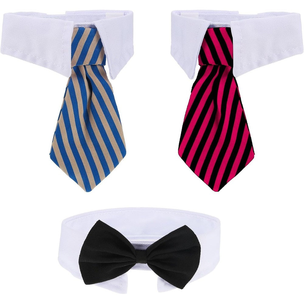 Shappy 3 Piece Adjustable Pet Bow Tie And Necktie Collar Set For Small Dogs And Cats Grooming Accessories Small Size
