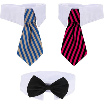 Shappy 3 Piece Adjustable Pet Bow Tie And Necktie Collar Set For Small Dogs And Cats Grooming Accessories Small Size