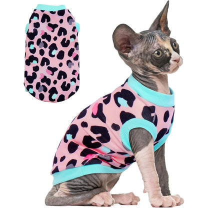 Pumyporeity Sphynx Cat Clothes Stretchy Sweater Soft Hairless Cat Shirt Turtleneck Pullover Pajamas For Sphynx Cornish Rex Devon Rex Pink Small