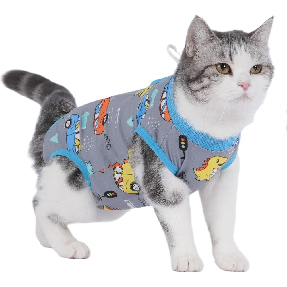 Kzrfojy Cat Recovery Suit Cat Onesie For Cats After Surgery Female Male Spay Kitten Neuter Surgical Bodysuit Post Surgery Alternative Gray Large
