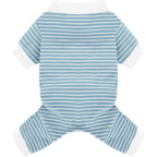 Paiaite Blue Striped Dog Pajamas Four Legged Cotton Stretchable Jumpsuit Lightweight Cozy Puppy Onesie Pet Sleepwear For Hair Shedding Coverage Medium