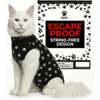 Kedi Cats Solutions Cat Surgery Recovery Suit Female Cat Onesie After Spay Surgery Abdominal Wound Protection Black Large