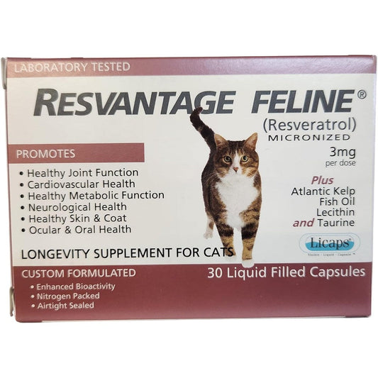 Resvantage Feline 30 count cat supplement bottle front view