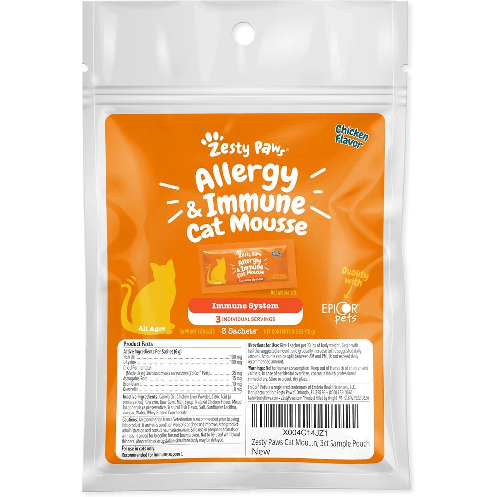 Zesty Paws Allergy And Immune Mousse cat supplement front packaging