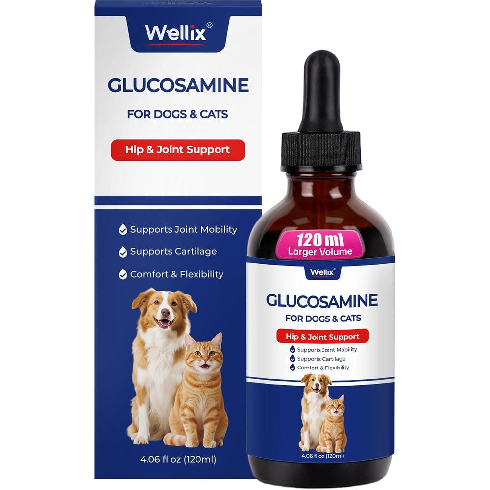 Wellix joint supplement liquid bottle front view for dogs and cats.