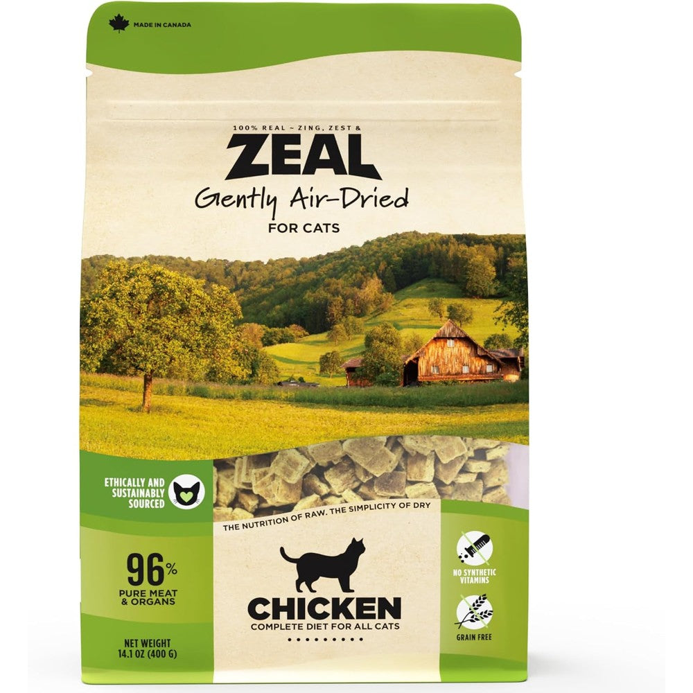 Zeal Canada Air Dried Cat Food Chicken Recipe High Protein Grain Free Complete And Balanced Nutrient Rich Natural Superfoods 14.1 Ounce Bag