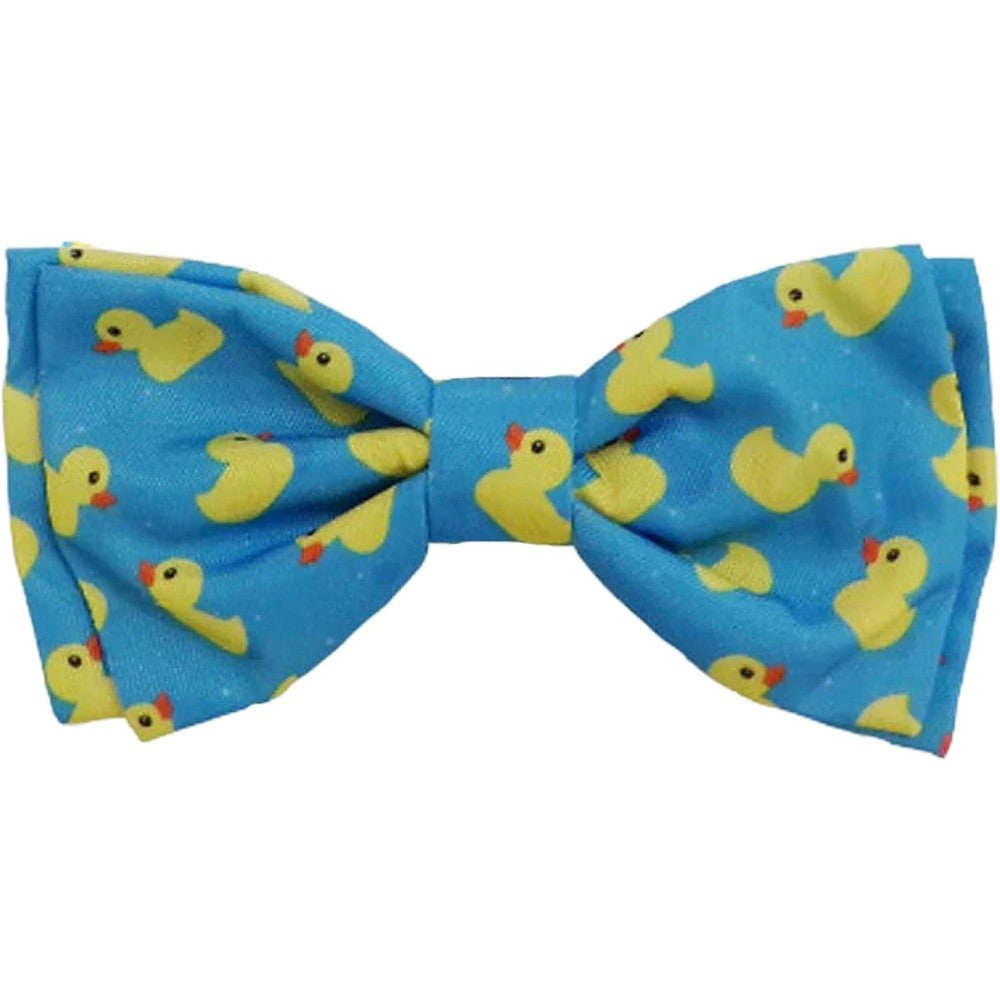 Huxley And Kent Pet Bow Tie Collar Attachment For Dogs And Cats Adjustable Hook And Loop Dress Up Accessory Lucky Ducky Pattern Small Size