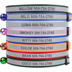 GoTags Personalized Reflective Cat Collar Engraved Custom Kitten Collar With Name And Phone ID Breakaway Safety Release Buckle Hunter Green