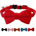 WDPAWS Velvet Breakaway Cat Collar With Removable Bow Tie And Bell Adjustable Safety Neck Strap For Kitten And Adult Cats Red Size Small